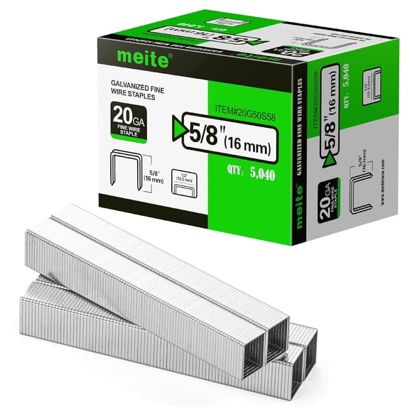 MEITE 20GA 50 Type Galvanized Staples,1/2" Crown 5/8" Length for Upholstery 5,040 Pcs/Box(3 Boxes)