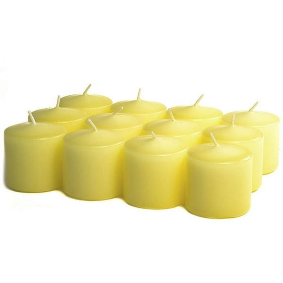 3 Boxes of Unscented Pale Yellow Votives 15 Hour Votive Candles Pack: 12 per box 1.5 in. diameter x 2.25 in. tall