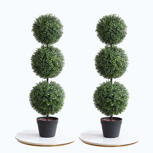 3' Boxwood Triple Ball Topiary Artificial Tree Topiary Trees Artificial