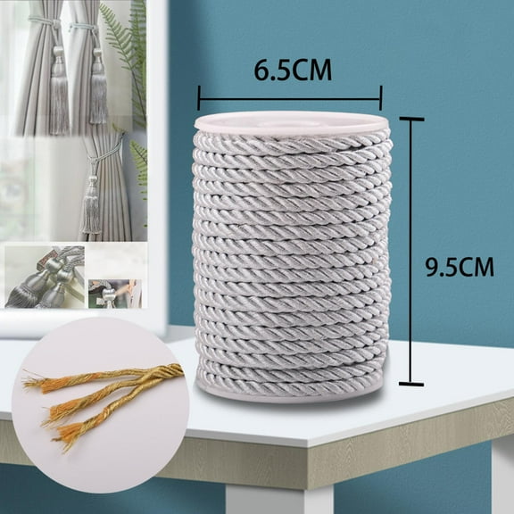 3 Braided Cord Twisted Cord Rope for Curtain Tieback DIY Craft Upholstery Argent