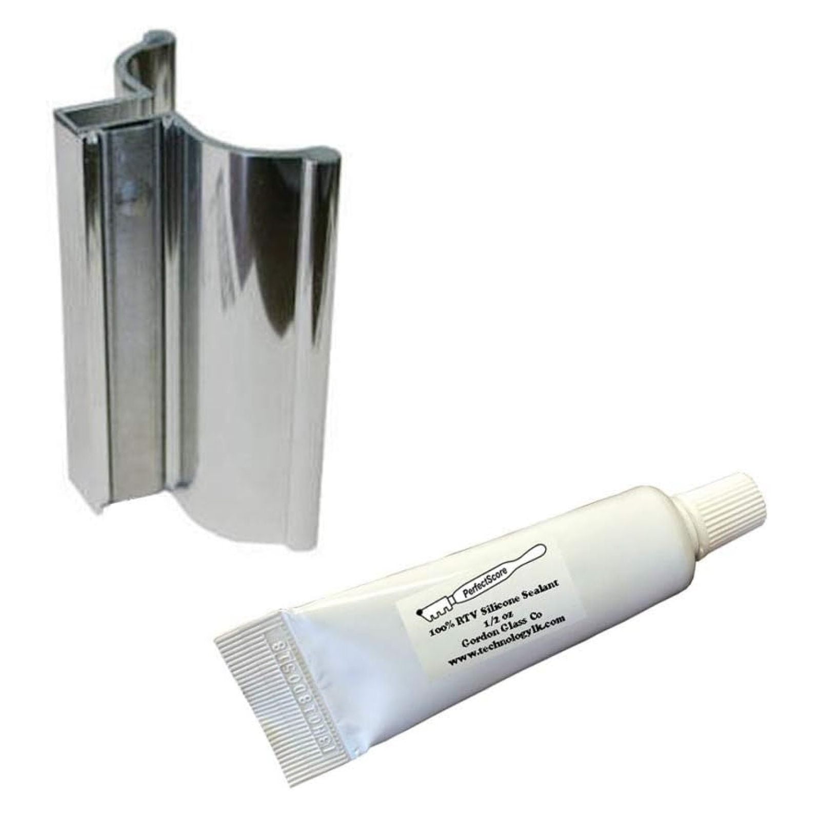 3" Bright Chrome Frameless Shower Door Handle with Metal Strike and