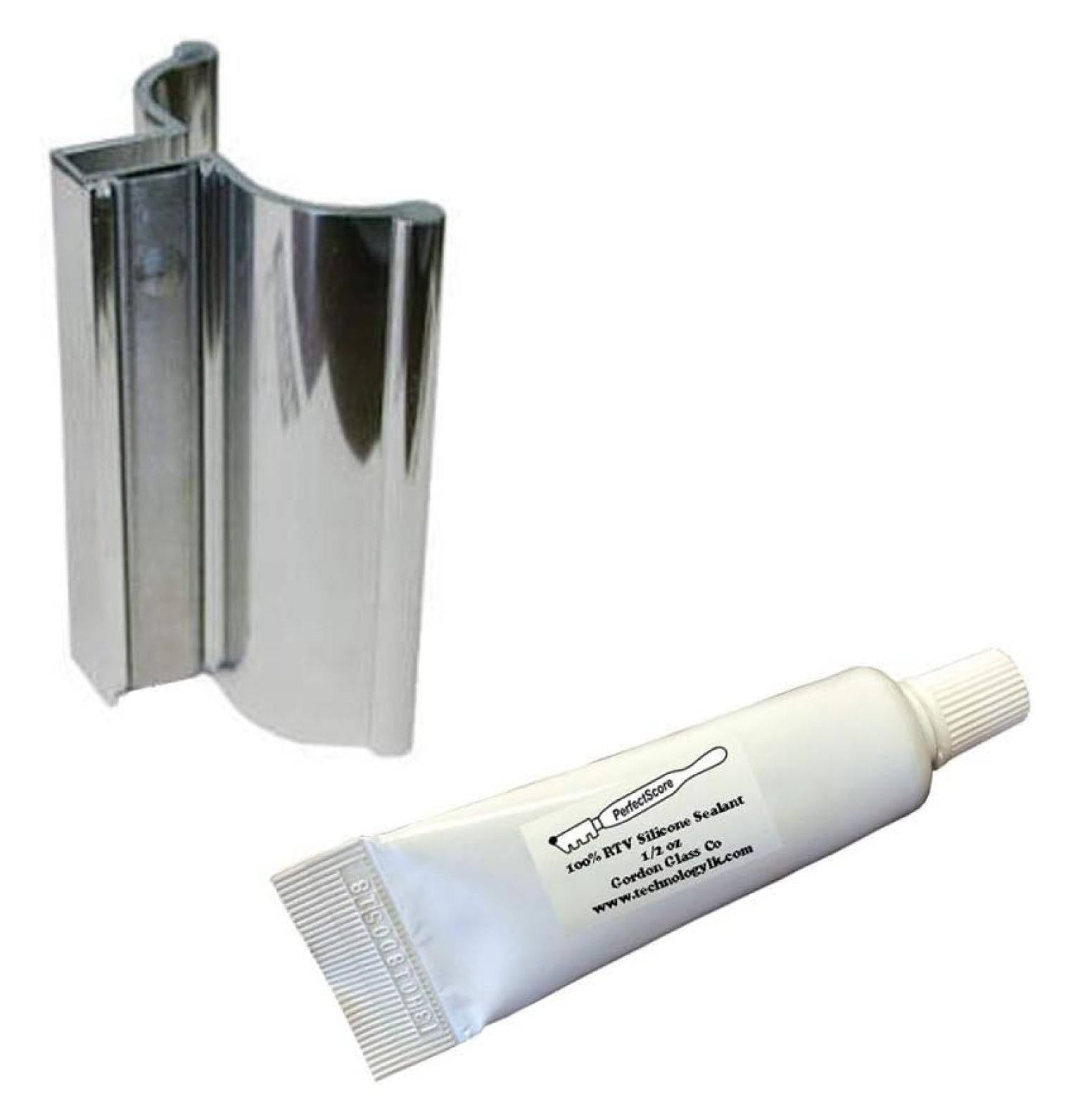 3" Bright Chrome Frameless Shower Door Handle with Metal Strike and