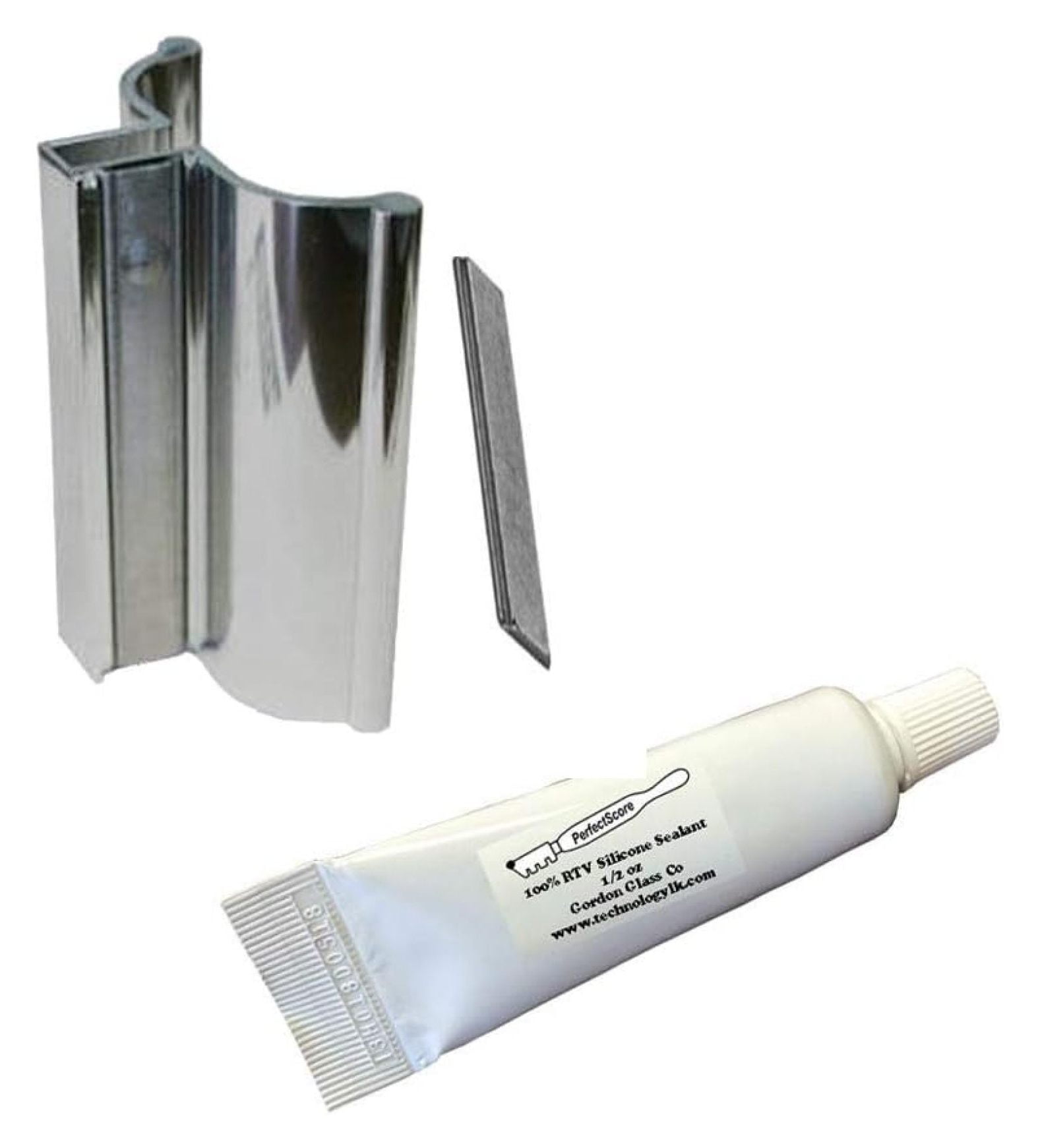 3" Bright Chrome Frameless Shower Door Handle with Metal Strike,