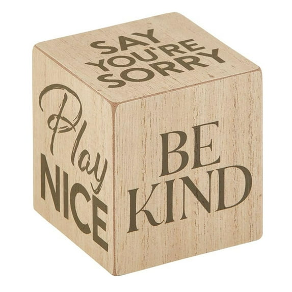 3" Brown 3D Contemporary Decorative Tabletop Block with Life Rules Design