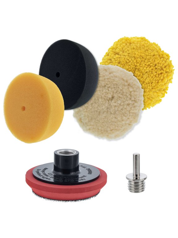 3" Buffing Pad Kit, 4 Buff Polishing Pads, Polisher Backing Plate, Drill Adapter