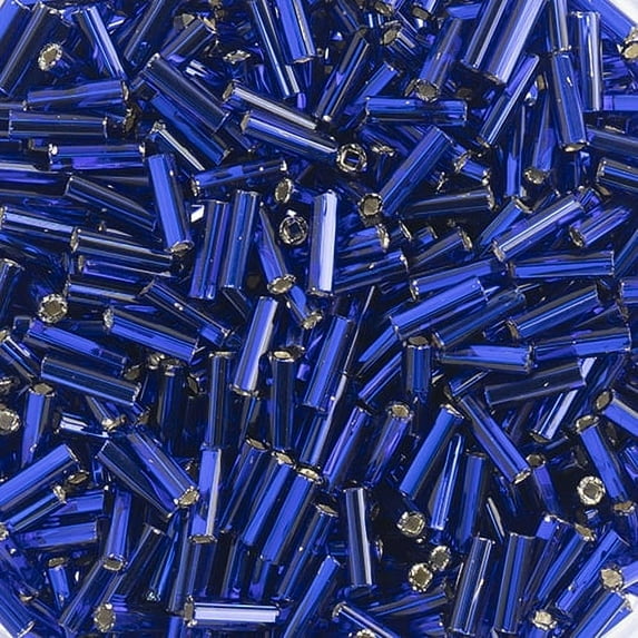 #3 Bugle Beads Royal Blue Silver Lined
