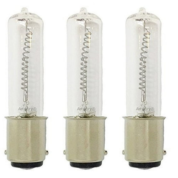 (3)-Bulbs 50 Watt JD Type BA15D 50W DC Bayonet Base T4 Halogen Light Bulb, CLEAR 50Watts Anyray A1782Y