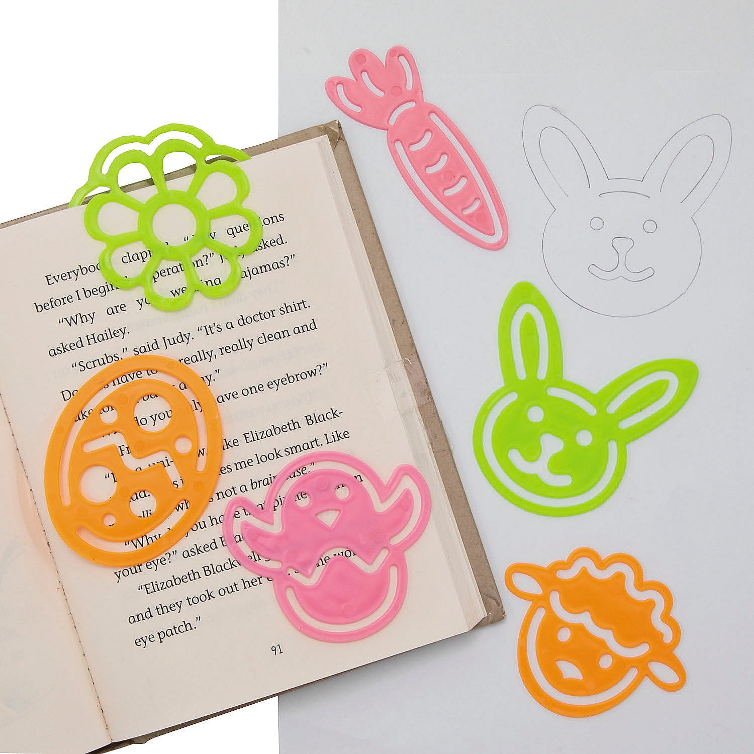 3" Bulk 144 Pieces Easter Character Stencil Plastic Bookmarks