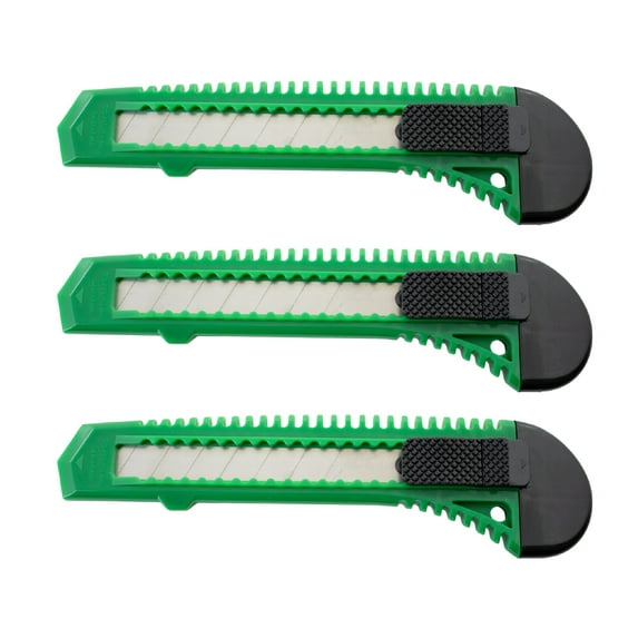 3 Bulk Utility Knives Box Cutters Snap Off Blades Green