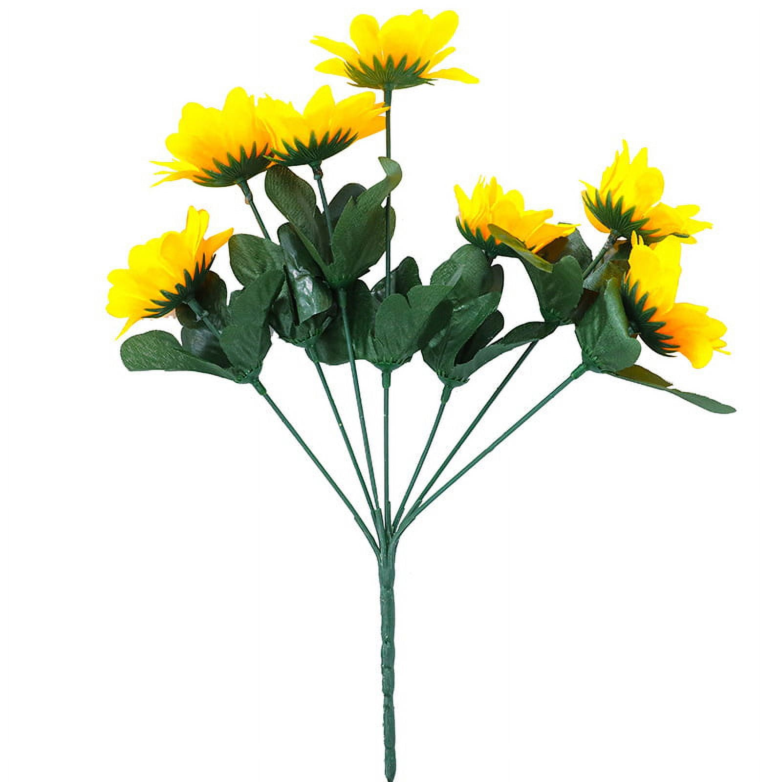 3 Bunches Artificial Sunflowers Bouquets, Fake Silk Sunflowers with