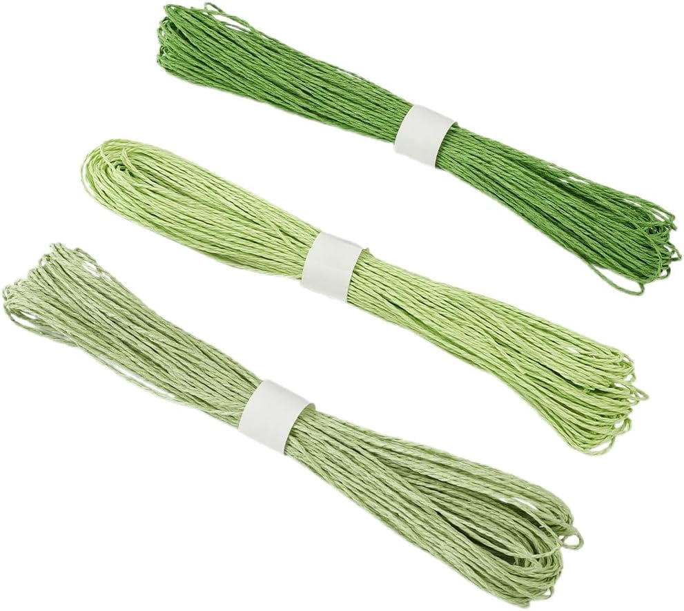 3 Bundles 98.4 Yards Green Paper Rope Raffia Paper Ribbon Handmade ...