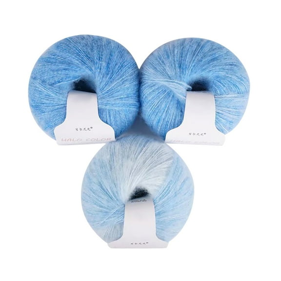 3 Bundles Multicolor Gradient Yarn - 30g Each, Soft Mohair Blend Wool for Knitting & Crocheting | DIY Scarves, Hats, Sweaters | Automatic Stripe Effect, Machine Washable