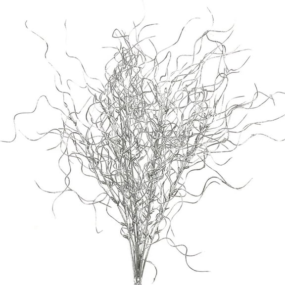 3 Bundles Sparkle Glitter Curly Ting Ting Branches Christmas Picks Silver Artificial Curly Twigs for Vase Filler, Wedding, Home, Party, Holiday Decoration, 21"