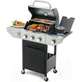thumbnail image 1 of 3 Burner BBQ Propane Gas Grill with Side Burner, Outdoor Stainless Steel 37230 BTU Patio Garden BBQ Grill with Lid, Wheels for Camping, Outdoor Cooking, 1 of 10