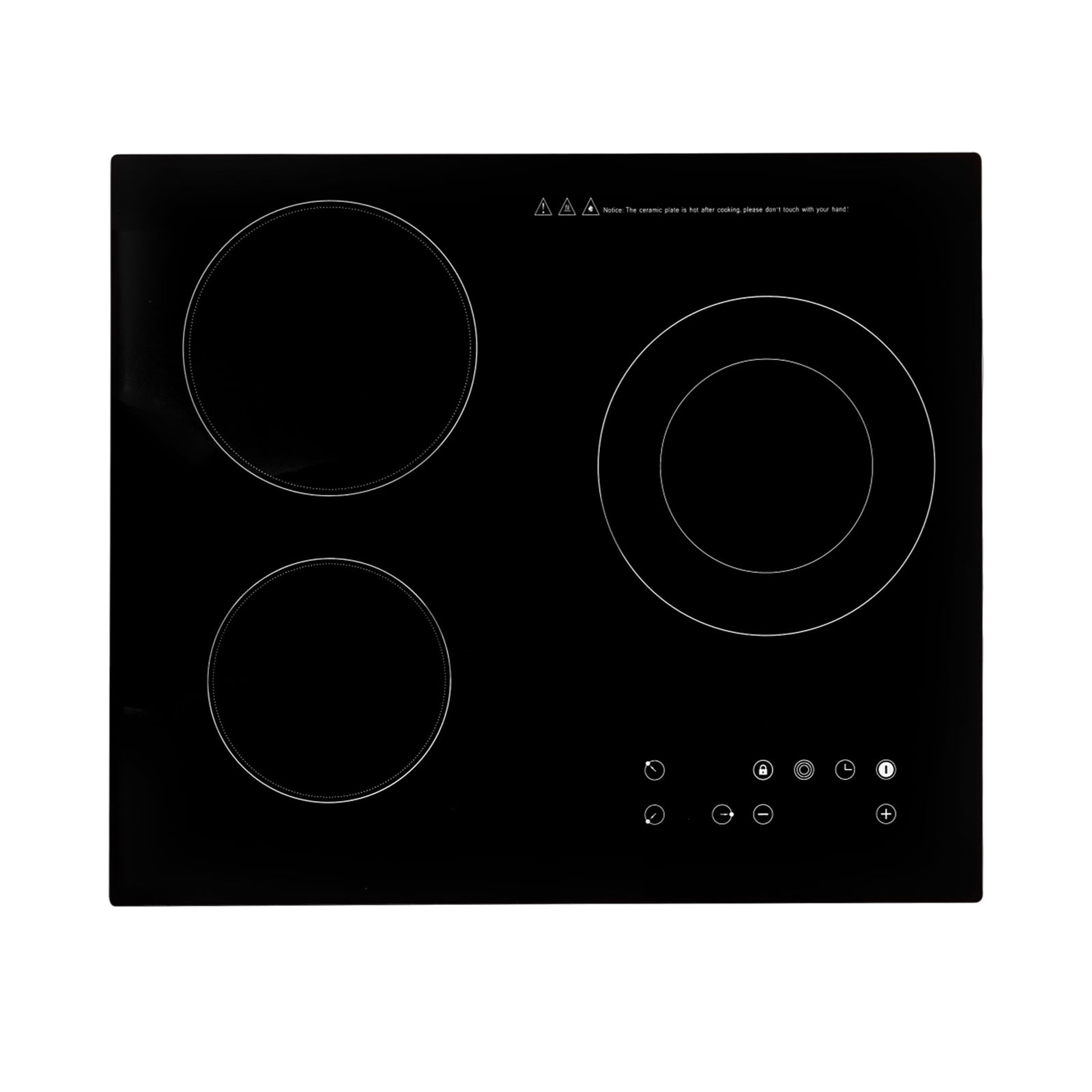 3-Burner Electric Ceramic Cooktop Stove Top with Safety Lock Microcrystalline Panel Touch Control 2.6KW