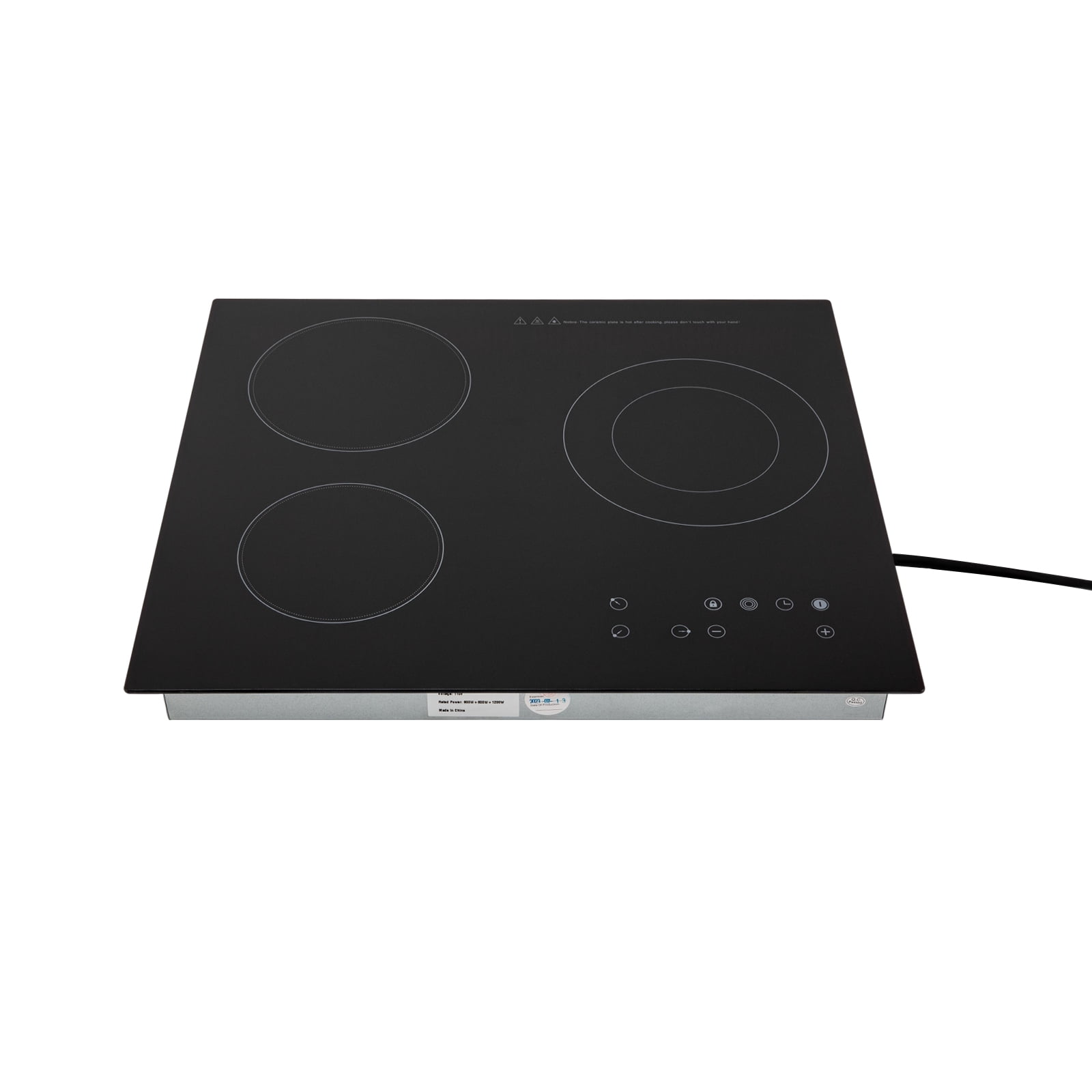 3-Burner Electric Cooktop with Adjustable 9 Heating Levels, Child Safety Lock, and Durable Black Crystal Surface