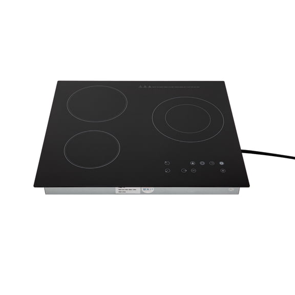 3-Burner Electric Cooktop with Adjustable 9 Heating Levels, Child Safety Lock, and Durable Black Crystal Surface
