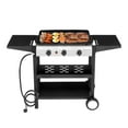 3Burner Flat Top Gas Griddle Cooking Station with Ceramic Coated Cast