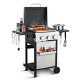 thumbnail image 1 of 3-Burner Flattop Propane Gas Grill with Folding Side Table - 36,900 BTU Outdoor BBQ Grill with Wire Enamel Cooking Grid & Stainless Steel Griddle Combo for Backyard, 1 of 7