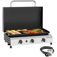 thumbnail image 1 of 3 Burner Gas Griddle with Hood- 23.3 Inch Outdoor Propane Griddle-45000 BTU Propane Fuelled, Portable Flat Top Gas Grill Camping Griddle with Lid, 1 of 7