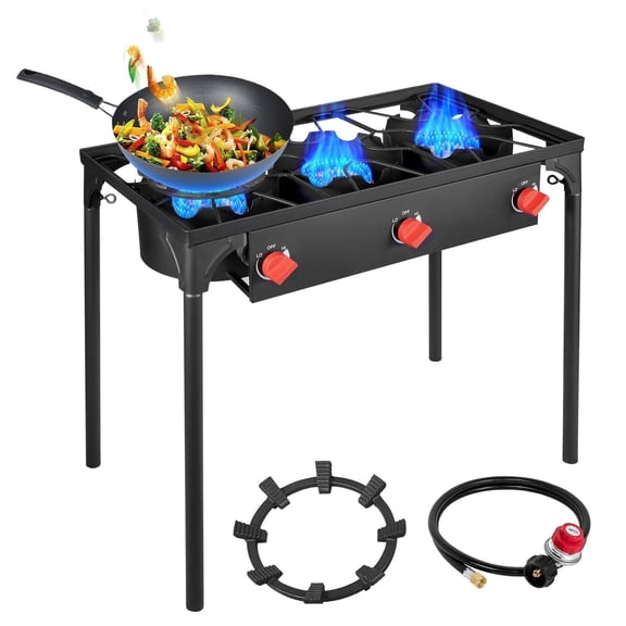 Frizi 3-Burner 225,000 BTU Propane Outdoor Stove with Auto Ignition - Removable Legs,,Propane Burners
