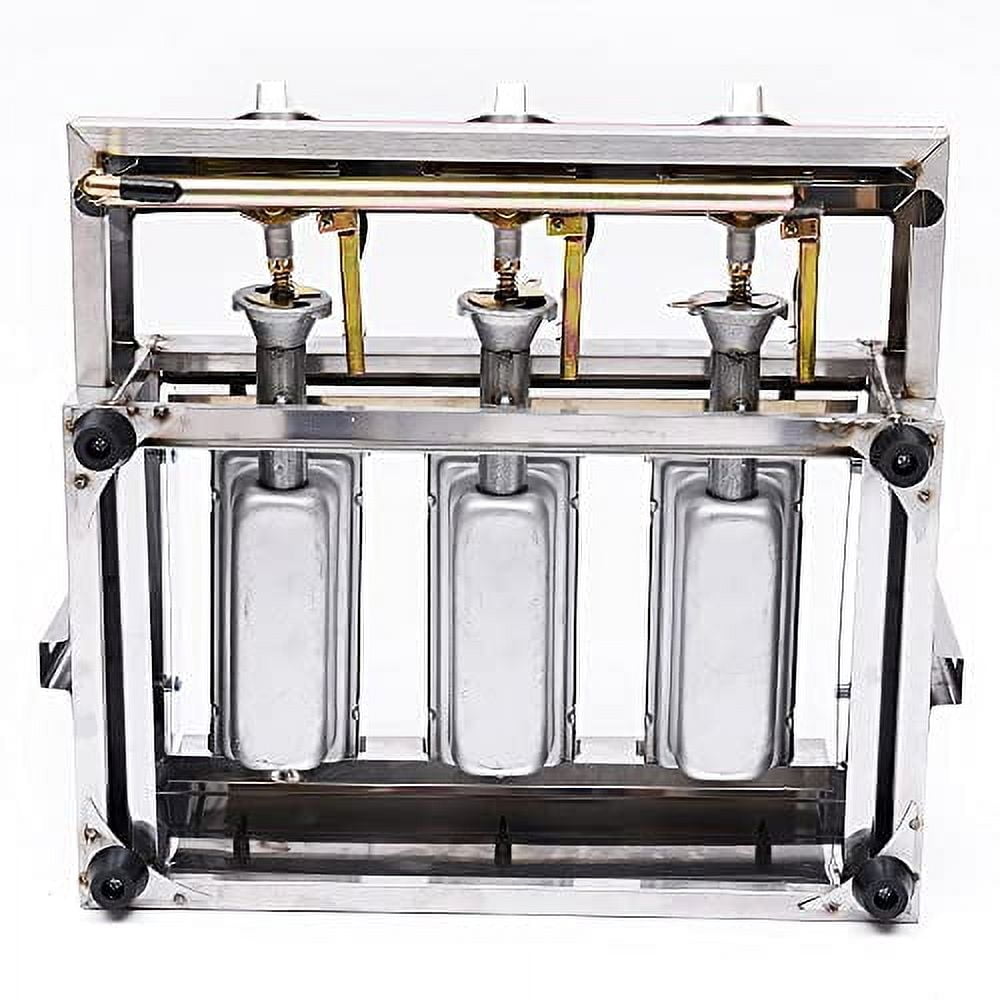 3-Burner LPG Gas BBQ Grill, 2800Pa Outdoor/Indoor Smokeless Cooking Steak Grill Infrared Cooker Commercial Gas Stove Adjustable Height Stainless Steel Infrared Ceramic Plate Cooker