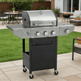 thumbnail image 1 of 3-Burner Propane Gas Grill with Side Burner and Thermometer Heavy Duty Stainless Steel Construction for Outdoor BBQ Camping Tailgate Parties Backyard Gatherings and High BTU Output Quick Ignition, 1 of 27