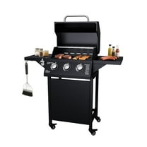 3-Burner Propane Gas Grill with 2 Foldable Side Tables, 30,000 BTU Outdoor BBQ Grill, Built-in Thermometer, Easy Assembly for Patio, Backyard BBQ