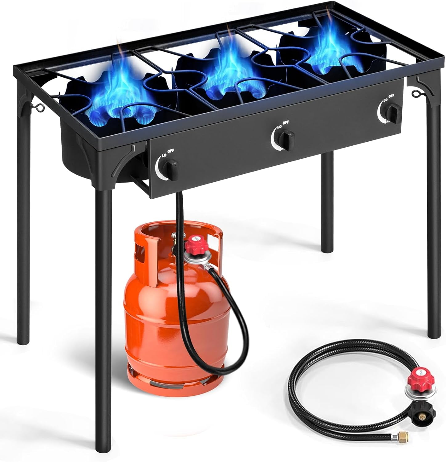 Heavy Duty Black 3-Burner Propane Camping Stove