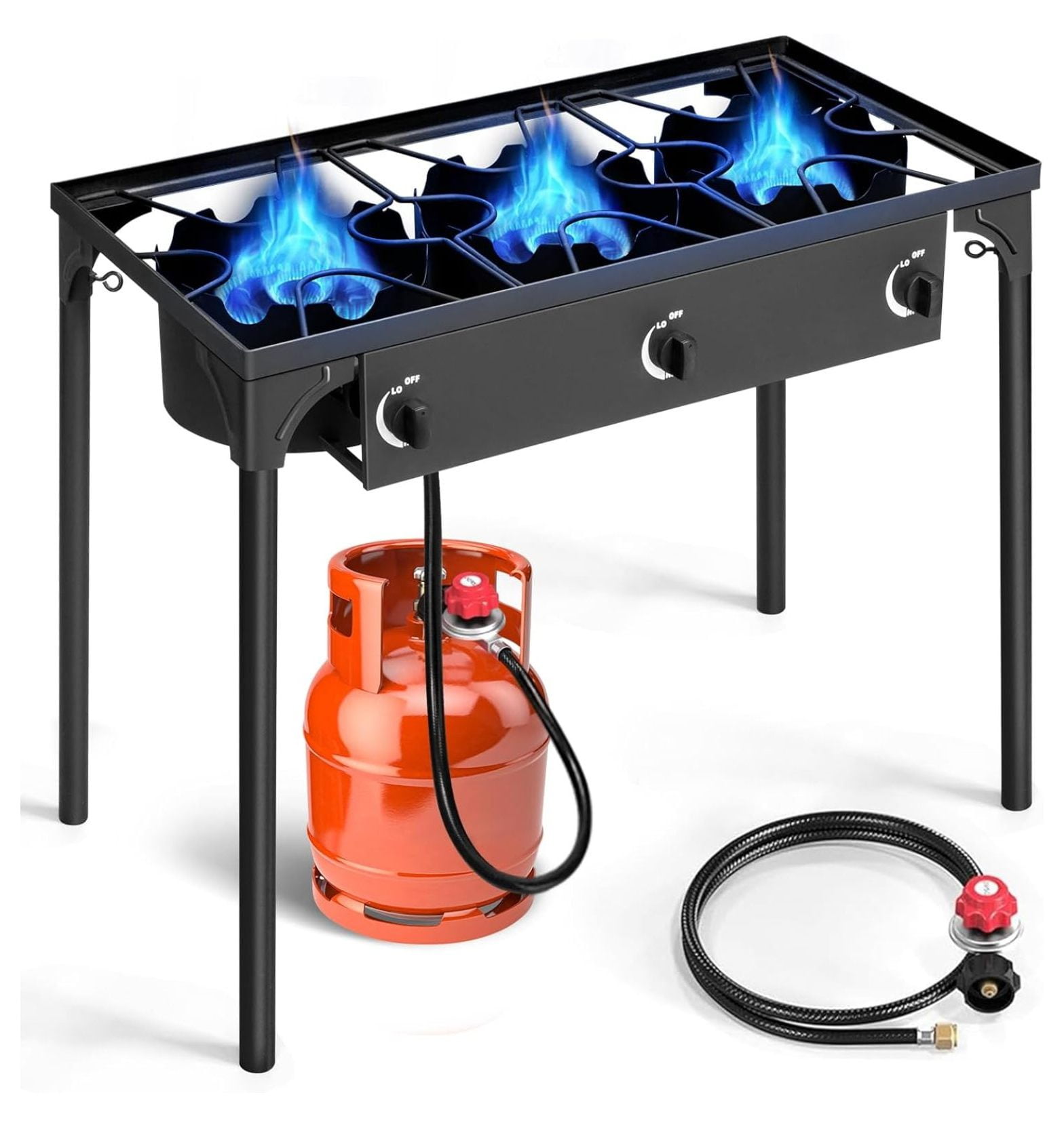 Heavy Duty Black 3-Burner Propane Camping Stove