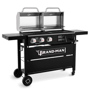 Brand-Man Propane Gas and Charcoal Grill Combo, Dual Fuel BBQ Combo Grill with Stainless Steel Lids for Outdoor Kitchen & Backyard Barbecue