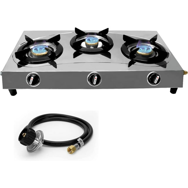3 Burner Propane Stove Stainless Steel RV Cooktop Camping Stove Portable Propane Stove Gas