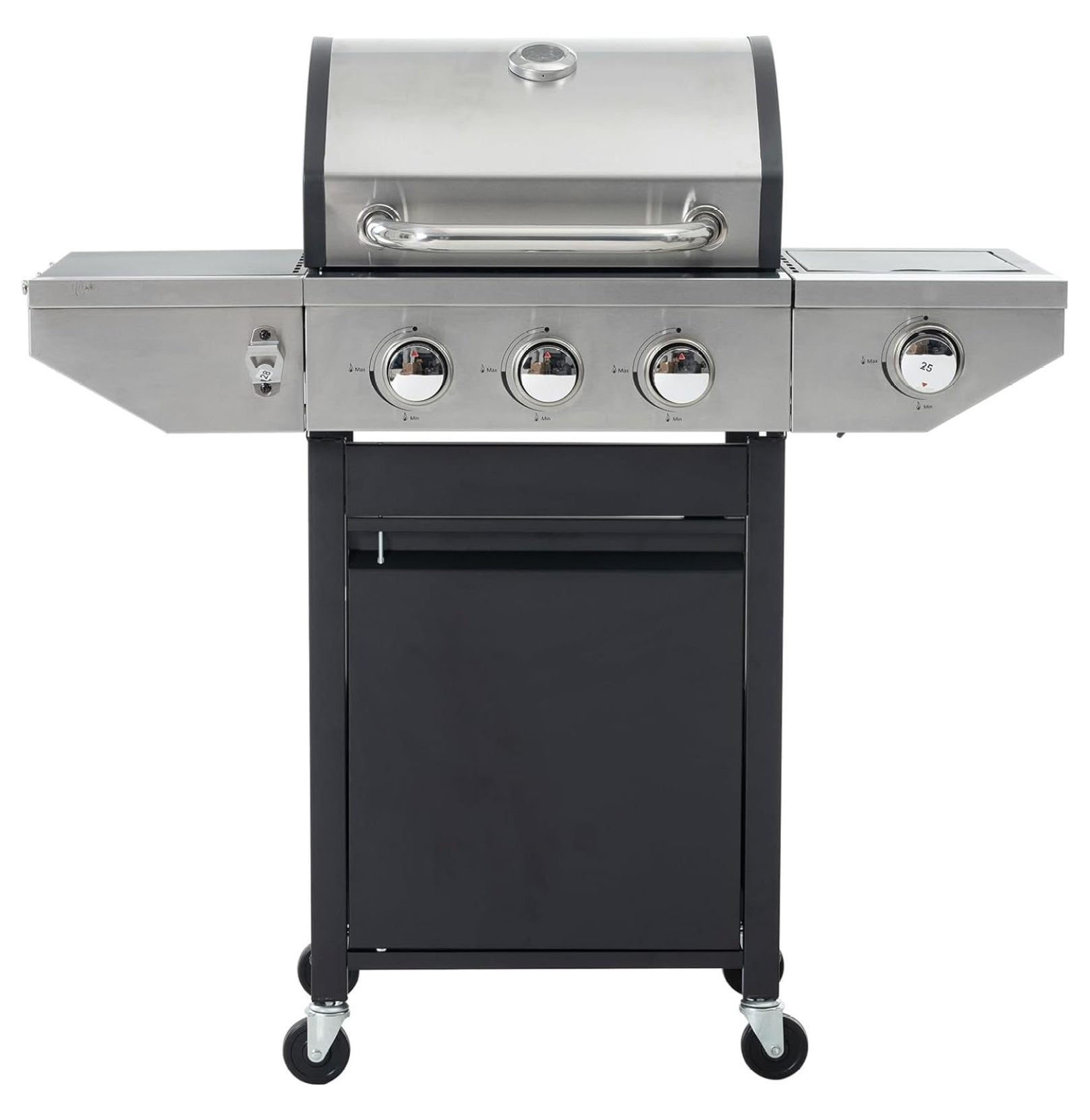 3Burners Propane Gas Grill with Side Burner & Thermometer, 33950 BTU