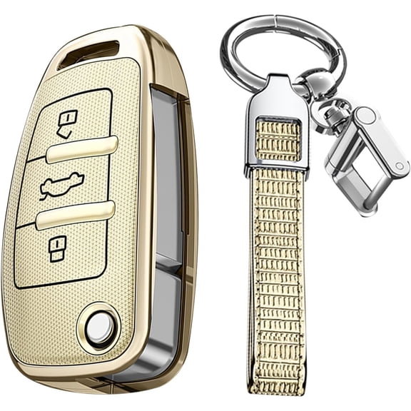 Key Fob Cover Compatible with Fit for Audi A1 A3 A6 Q2 Q3 Q7 TT TTS R8 S3 S6 Keychain Case Holder Protector,white