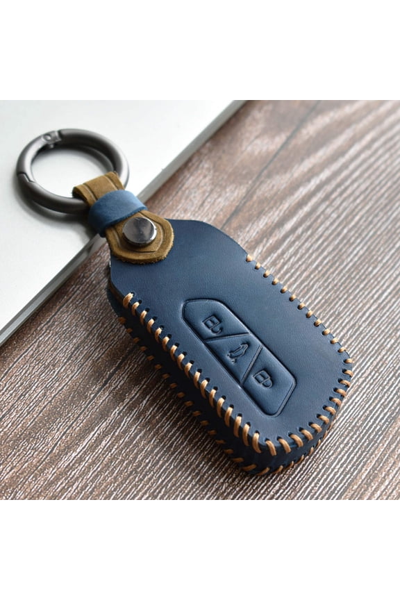 3 Button Brown Key Fob Cover Fit for Volkswagen vw golf 8 2020 Skoda Octavia Seat Leon MK 4 Full Coverage Leather Key Case with Keychains-Keyless