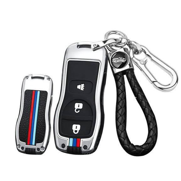 3-Button Car Key Cover Fit for Infiniti FX35 FX45 QX4 Key Fob Keyless Entry Remote Control Key Case Metal Key Holder Fit for Nissan Armada Frontier Murano NV1500 Pathfinder Titan 2002-up
