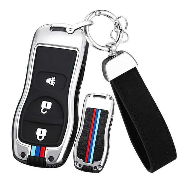 3-Button Car Key Cover Fit for Infiniti FX35 FX45 QX4 Key Fob Keyless Entry Remote Control Key Case Metal Key Holder Fit for Nissan Armada Frontier Murano NV1500 Pathfinder Titan 2002-up