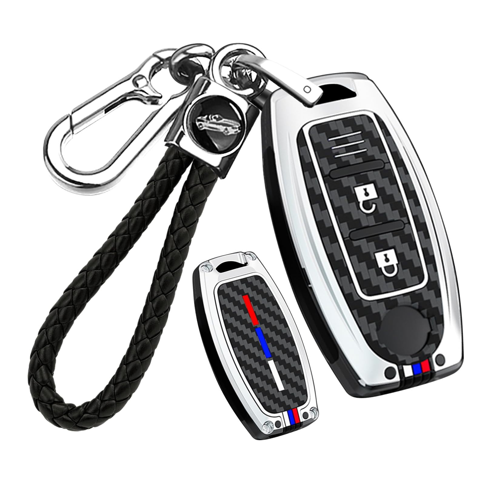 3-Button Key Fob Cover Fit for Nissan Altima Rogue Versa Kicks Maxima Murano Titan Pathfinder Sentra Frontier Juke Smart Remote Car Key Case Carbon Pattern Key Skin