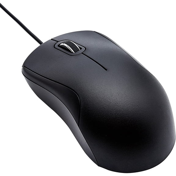 3-Button USB Wired Mouse with Precision Scroll Wheel, 1000 DPI, Ergonomic Grip, Plug and Play, 6-foot Cable, Black