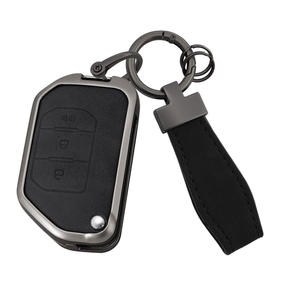 3 Buttons Key Cover Case, Zinc Alloy Metal Key Fob Case Protector Shell Compatible with Jeep Wrangler JL JLU Rubicon Gladiator JT Sahara JLU 2018-2021 3 Buttons