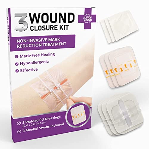 (3 CT) 2.3 X 2.3â€ Wound Closure Strips Laceration Closure Kit Zip