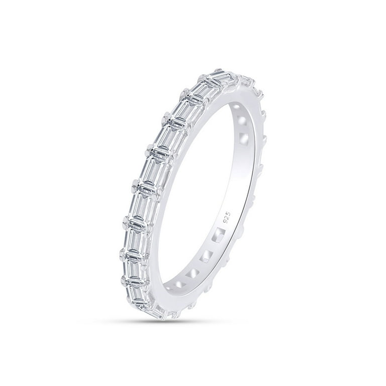 Eternity Band Ring with Baguette Cut Cubic Zirconia Sterling Silver Eternity Band Ring with Baguette Cut Cubic Zirconia Sterling Silver