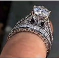 thumbnail image 1 of 3 CT Bridal Set Moissanite Engagement Ring Solid 14k White Gold Plated Round Cut VVS1, 1 of 3
