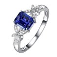 thumbnail image 1 of 3 CT Diamond Radiant Blue Sapphire Butterfly Style Gemstone Ring, Size 6.5, 1 of 1