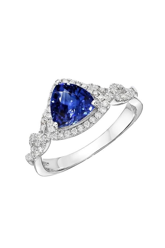 3 CT Diamond Trillion Cut Sapphire Twisted Shank Engagement Ring, Size 6.5