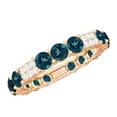 thumbnail image 1 of Rosec Jewels 3 CT London Blue Topaz Eternity Ring with Diamond, Designer London Blue Topaz Gold Ring for Women, 10K Rose Gold, US 7.50, 1 of 7