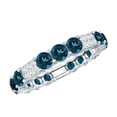thumbnail image 1 of Rosec Jewels London Blue Topaz Eternity Wedding Band (AAA Quality) - Natural Blue Topaz Diamond Ring for Women - with Jewelry Box, 925 Sterling Silver, US 4.00, 1 of 9