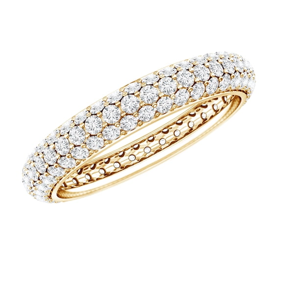 Rosec Jewels Certified Moissanite Full Eternity Band Ring for Women - Wedding Anniversary Ring - D-VS1 Quality - with Jewelry Box, 10K Yellow Gold, US 4.50