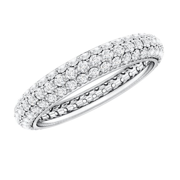 Rosec Jewels Certified Moissanite Full Eternity Band Ring for Women - Wedding Anniversary Ring - D-VS1 Quality - with Jewelry Box, 925 Sterling Silver, US 4.00
