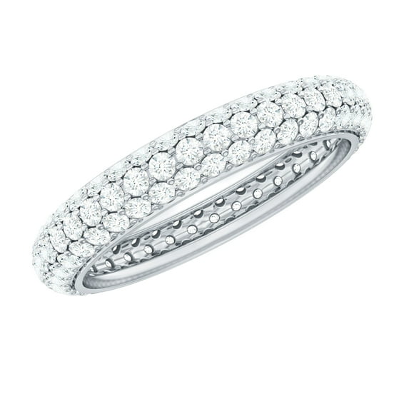 Rosec Jewels 3 CT Moissanite Full Eternity Anniversary Rig for Women in Gold, Round Moissanite Ring Gold, 925 Sterling Silver, US 4.00